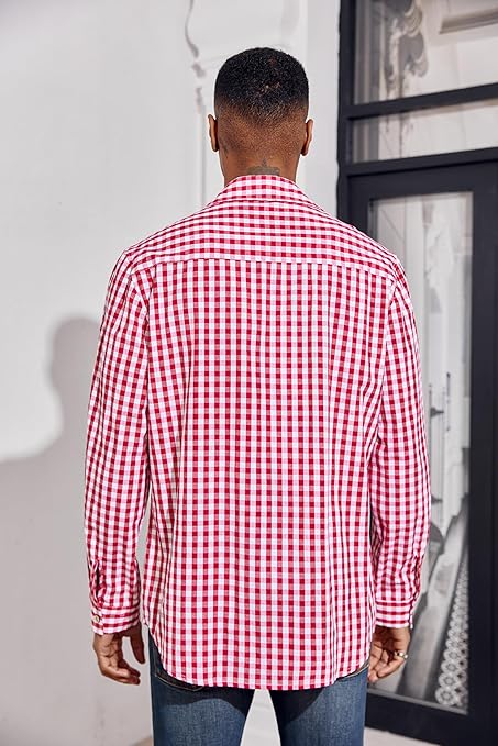 Camisa A Cuadros De Manga Larga Casual Para Hombres | Meses Sin Interés