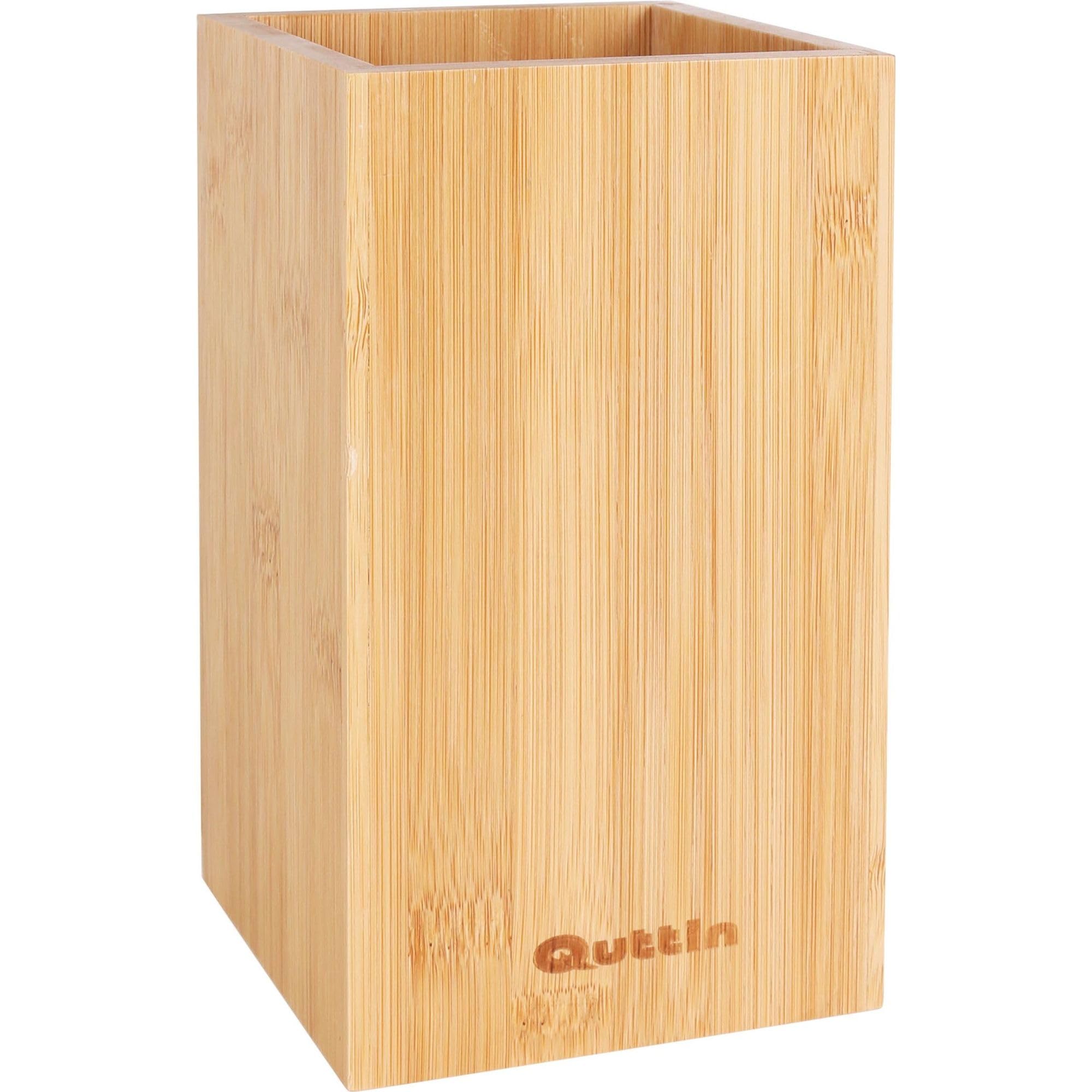 Quttin Natural Bamboo Kitchen Utensils Jar (10.5 x 10.5 x 18 cm)