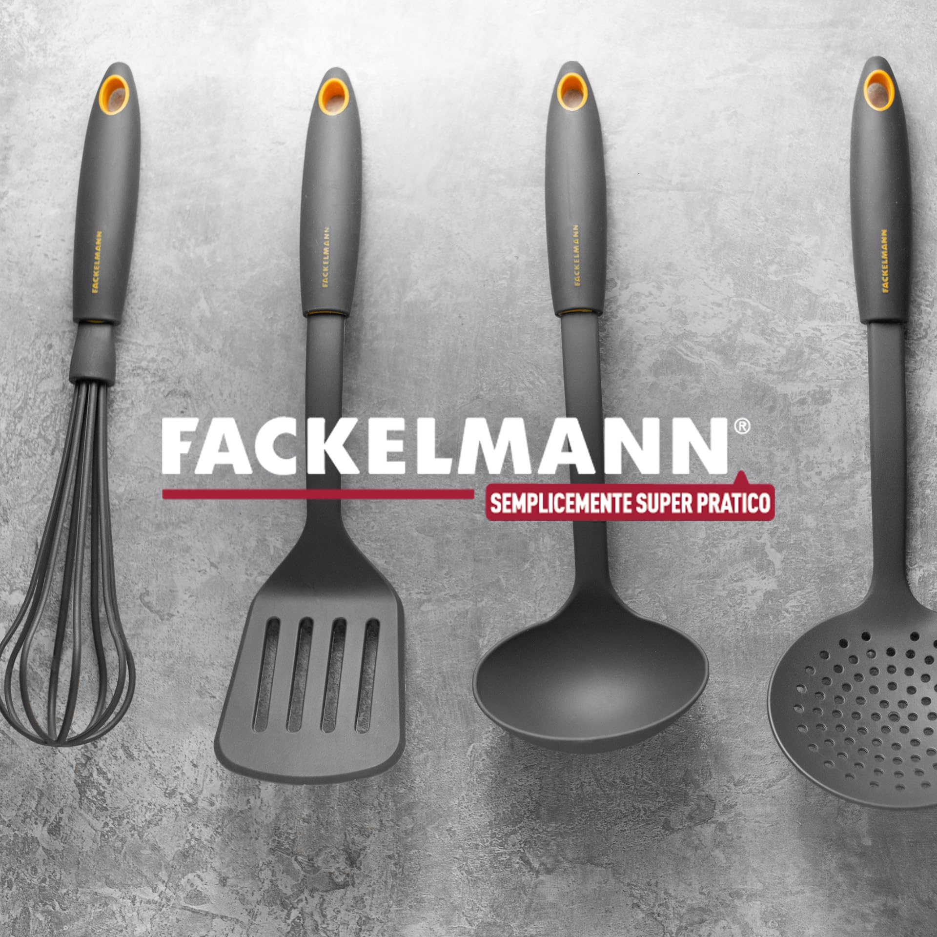 Fackelmann Linea Cucchiaio Servispaghetti Nylon Manico Soft Touch Arancio Nero 1 Pezzo