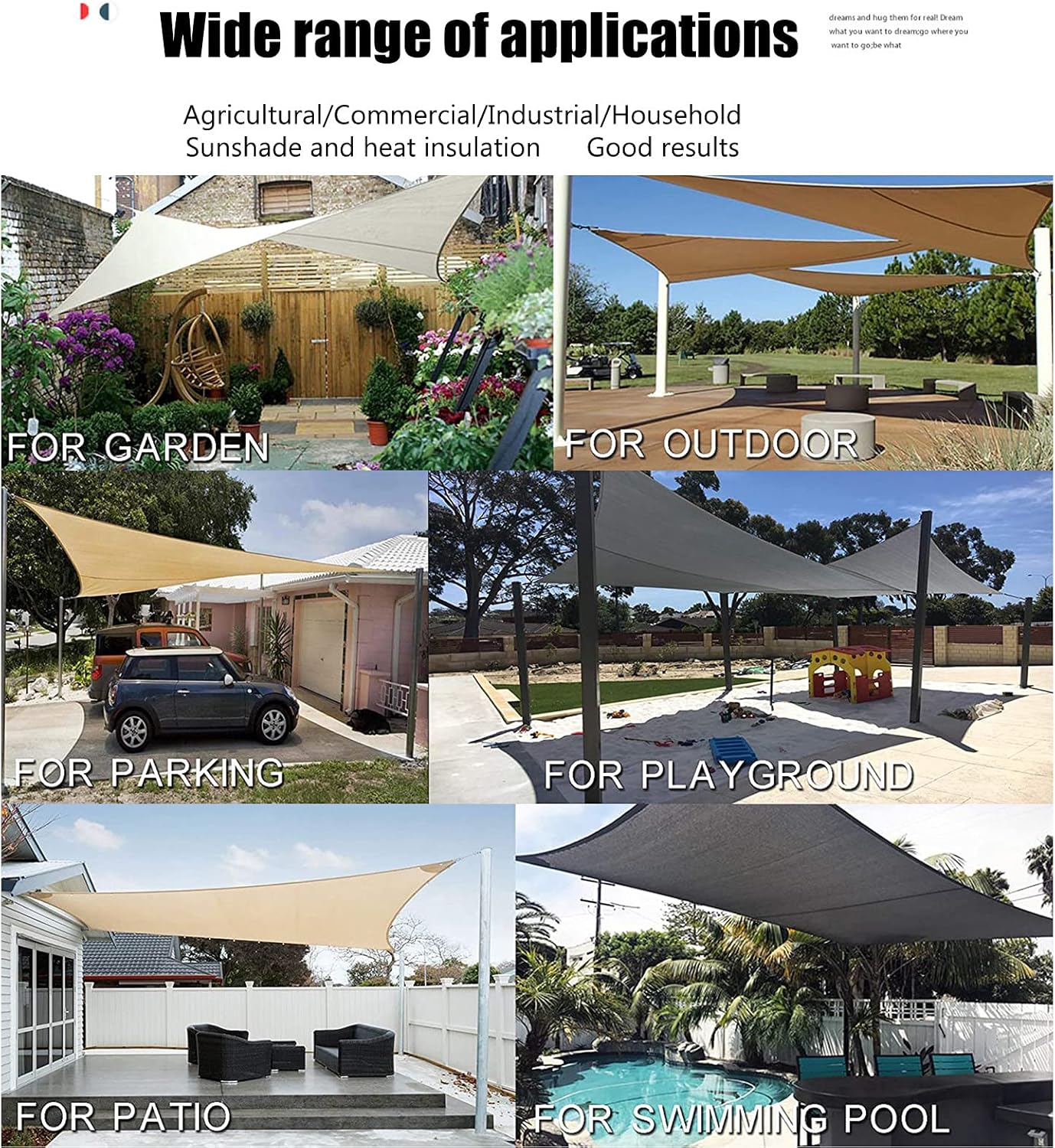 RXBFD 95% Sunblock Shade Cloth with Grommets,Outdoor Sun Shade Sail Canopy Rectangle,Fence Privacy Screen Coverage,for Patio Deck Yard and Outdoor Activities(Can Be Customized)