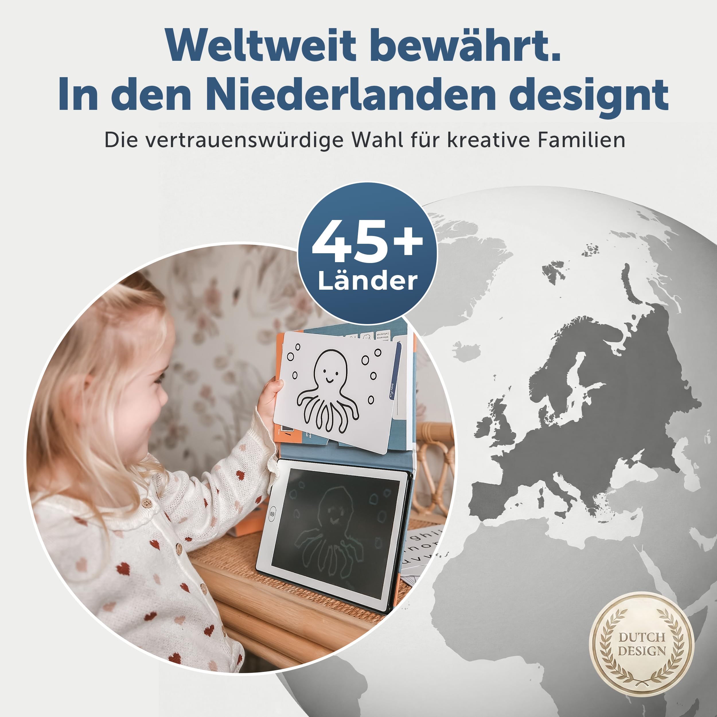 Zazu LCD Zeichentablet Kinder 8,5 Zoll mit 40 Vorlagenkarten & Stift – Maltablet mit Löschfunktion und Sperrtaste – Kreatives Lernspielzeug für Zuhause & unterwegs