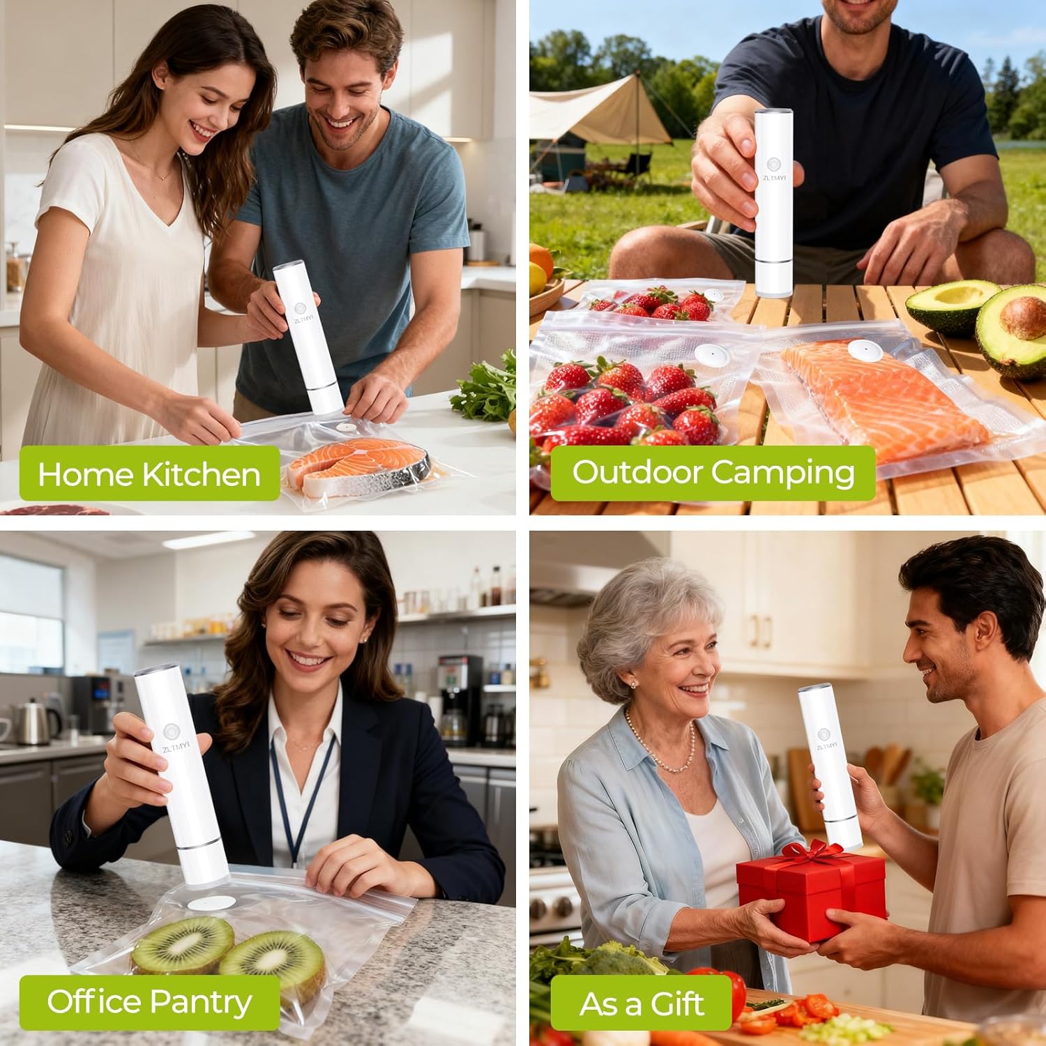 Handheld Vacuum Sealer for Food, Compact Portable Food Saver Pump with 30 BPA‑Free Reusable Vacuum Bags Type-C Rechargeable, Ideal for Sous Vide, Meal Prep, Leftovers & Freezer Storage