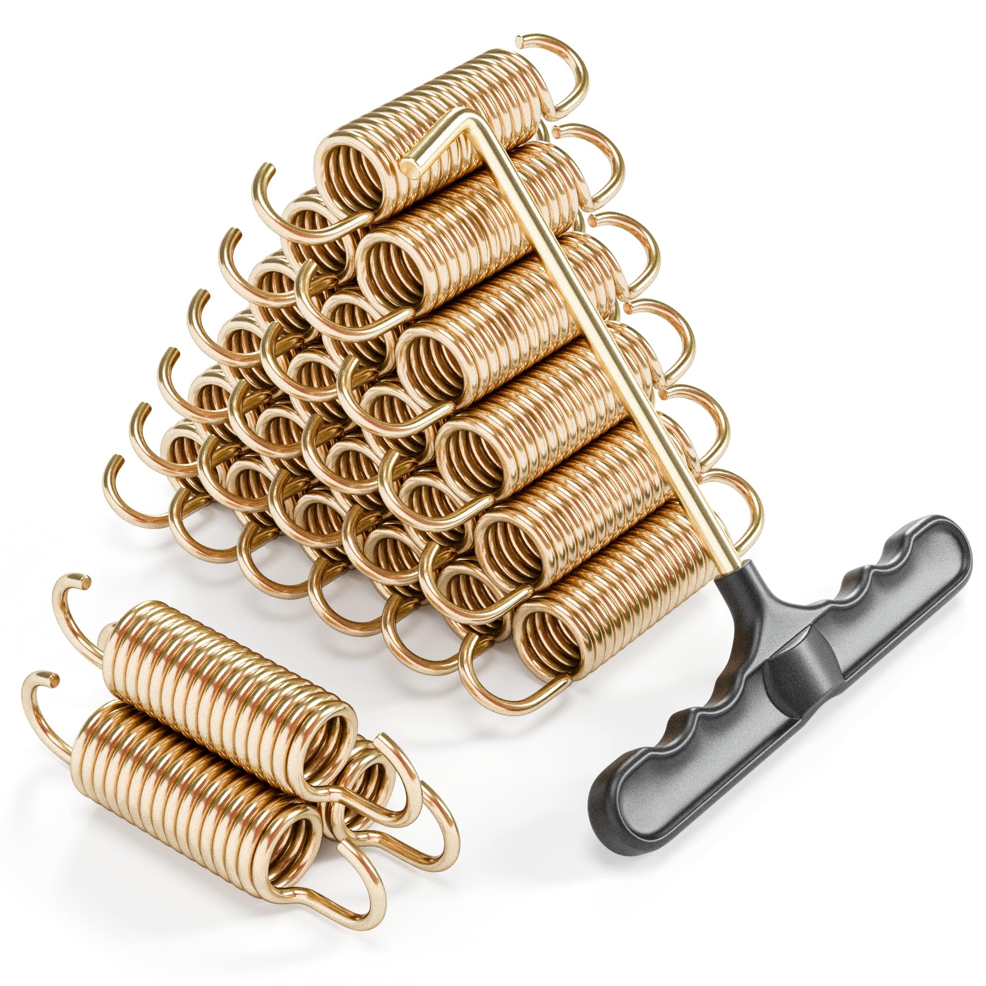 YONSIN 3.5 Inch Trampoline Springs Heavy Duty with Swivel & Straight Hooks, Stainless Steel Trampoline Accessories Ideal Spring Replacement, Includes T-Hook Tool, Pack of 12 â image 1