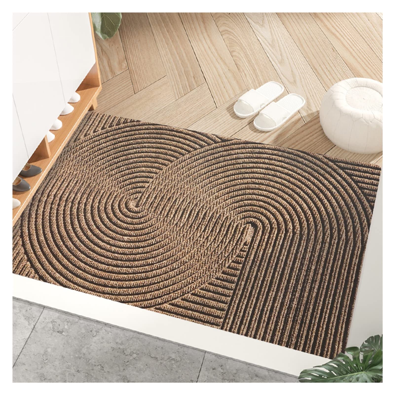 Outdoor Mats, Non Slip Tear Resistance Front Door Mats, Heavy Duty Cuttable Hotel Porch Floor Mat, 4 Colors (Color : Brown, Size : 80x140cm)