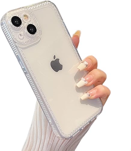 Miniatura 14 de ZTOFERA Diseñada para iPhone 13 de 6.1 pulgadas, bonita funda transparente para mujeres y niñas, funda protectora de silicona TPU suave flexible con