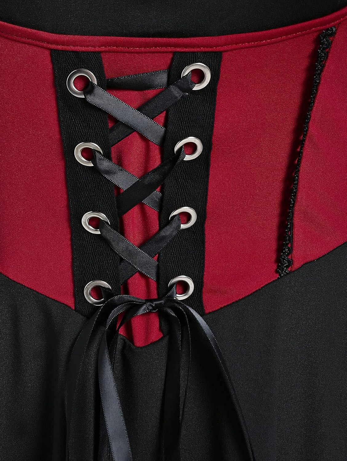 ROSE GAL Women Plus Size Punk Cold Shoulder Flare Sleeves Lace Gothic Dress - Image 5