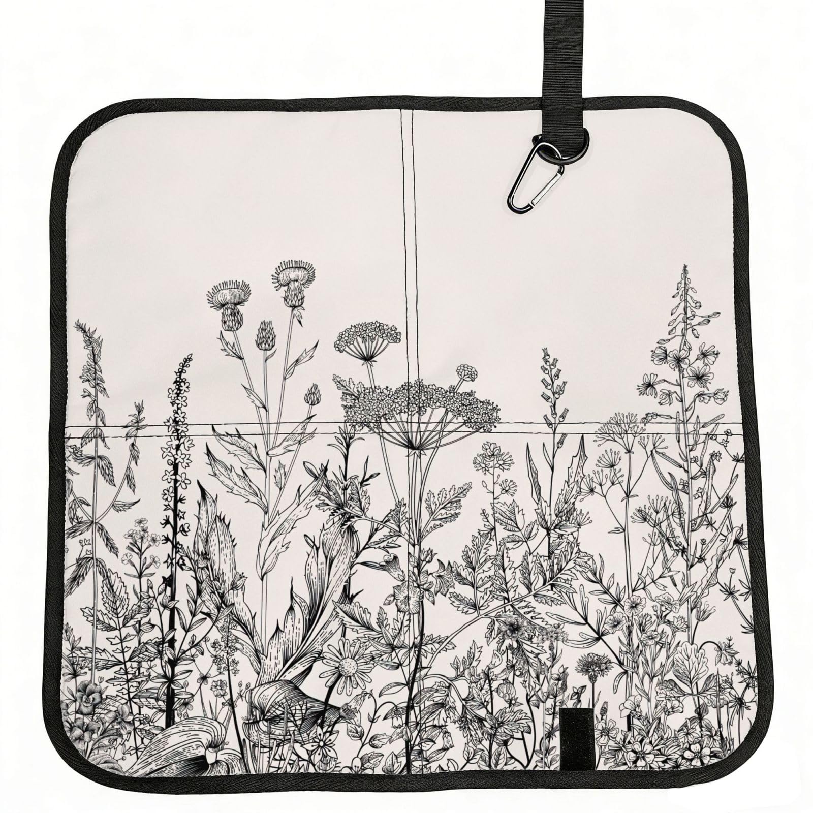 AYYQWE Floral Herbs Botanical Engraving Print Foldable Seat Cushion Portable Chair Pad Office Commuting Picnic Camping Outdoor