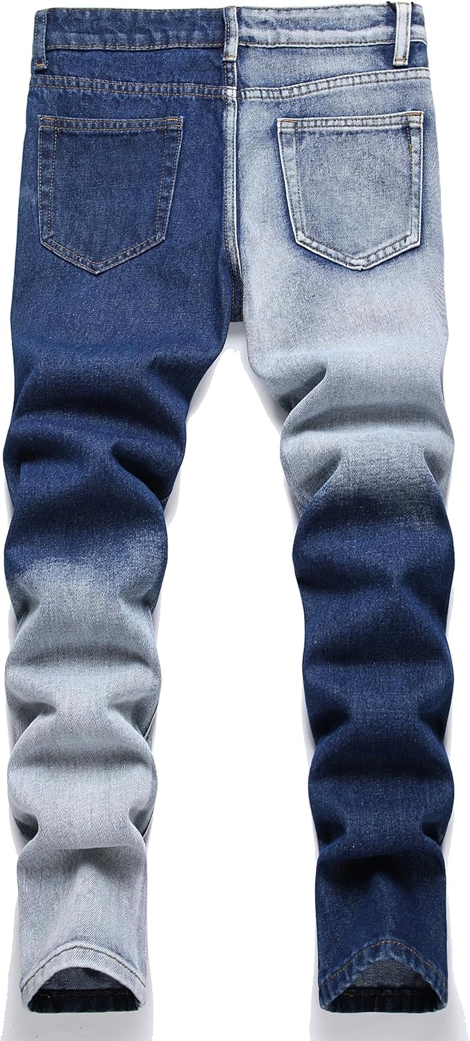 Boy's Skinny Fit Comfy Jeans Ripped Destroyed Distressed Stylish Slim Washed Denim Jeans Pants - Image 3