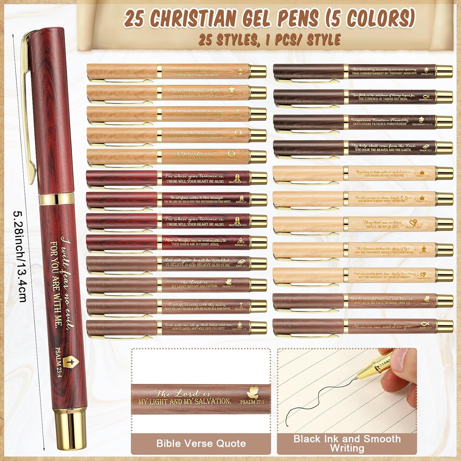 25 Sets Valentines Christian Gift for Church members Bulk Bible Verse Gel Pens Religious Silicone Wristband Bible Emergency Numbers Bookmarks Sunday School Gift for Student Pastor Men Women - Image 2