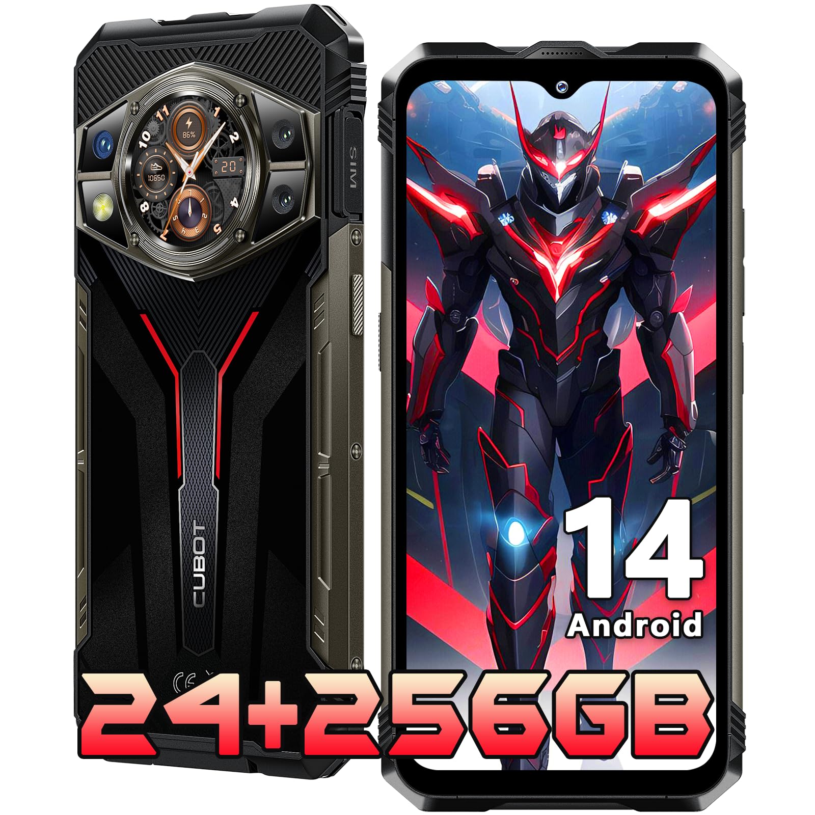 CUBOT Kingkong AX Rugged Smartphone Android 14-24GB+256GB(1TB), MTK G99,  FHD+ Back Dsiplay Rugged Mobile Phone, 100MP Camera
