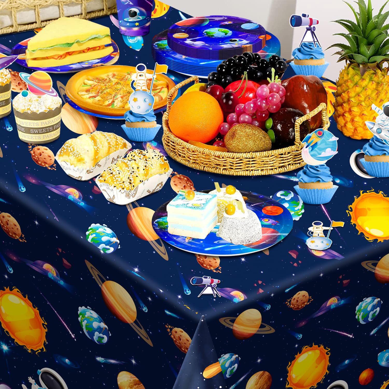 Decorazione Astronauta Festa 88 Pcs Stoviglie Compleanno - Palloncini Astronauta Spazio Compleanno Sfondo Piatti etc. Decorazioni per Feste a Tema Esterno