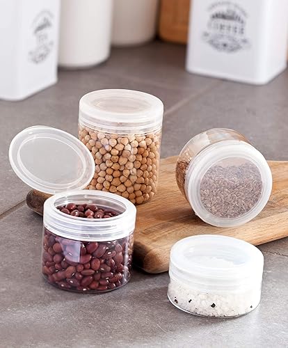 Miniatura 10 de JUVITUS Tarro recto de plástico PET transparente de 8 onzas con tapa blanca (paquete de 6)