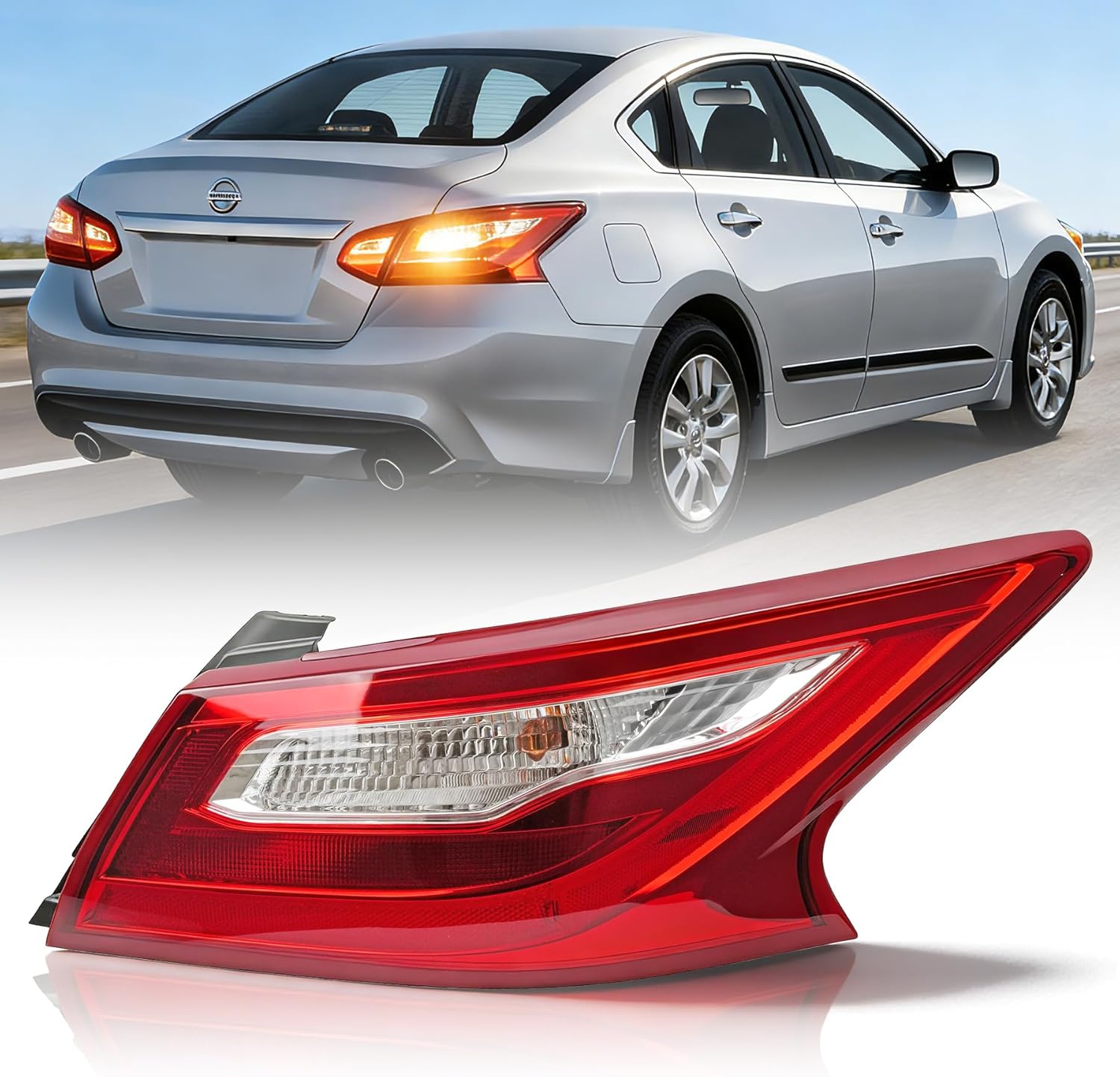 Passenger Side Tail Lights Assembly Fits Nissan Altima Taillight 2016 2017 2018, Right Rear Brake Lamp Lens Taillights with Bulb and Harness - Factory Style