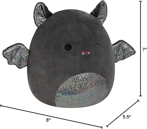 Miniatura 10 de Squishmallows Original Emily el Murciélago de 8 pulgadas con orejas y barriga brillantes - Peluche ultrasuave de tamaño mediano oficial de Jazwares