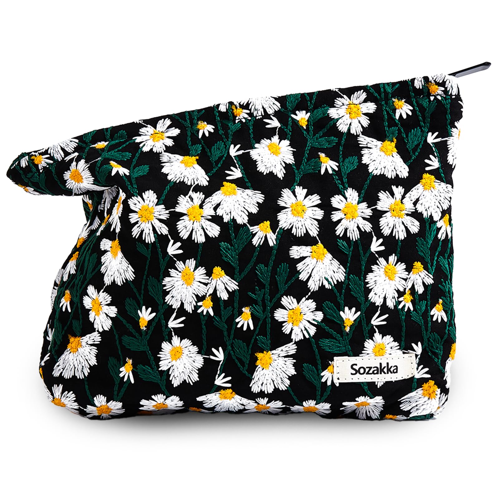 Makeup Bag Cosmetic bag Preppy Canvas Embroidery Toiletry Bag for women Cute zipper pouch Organizer Travel accessories Little