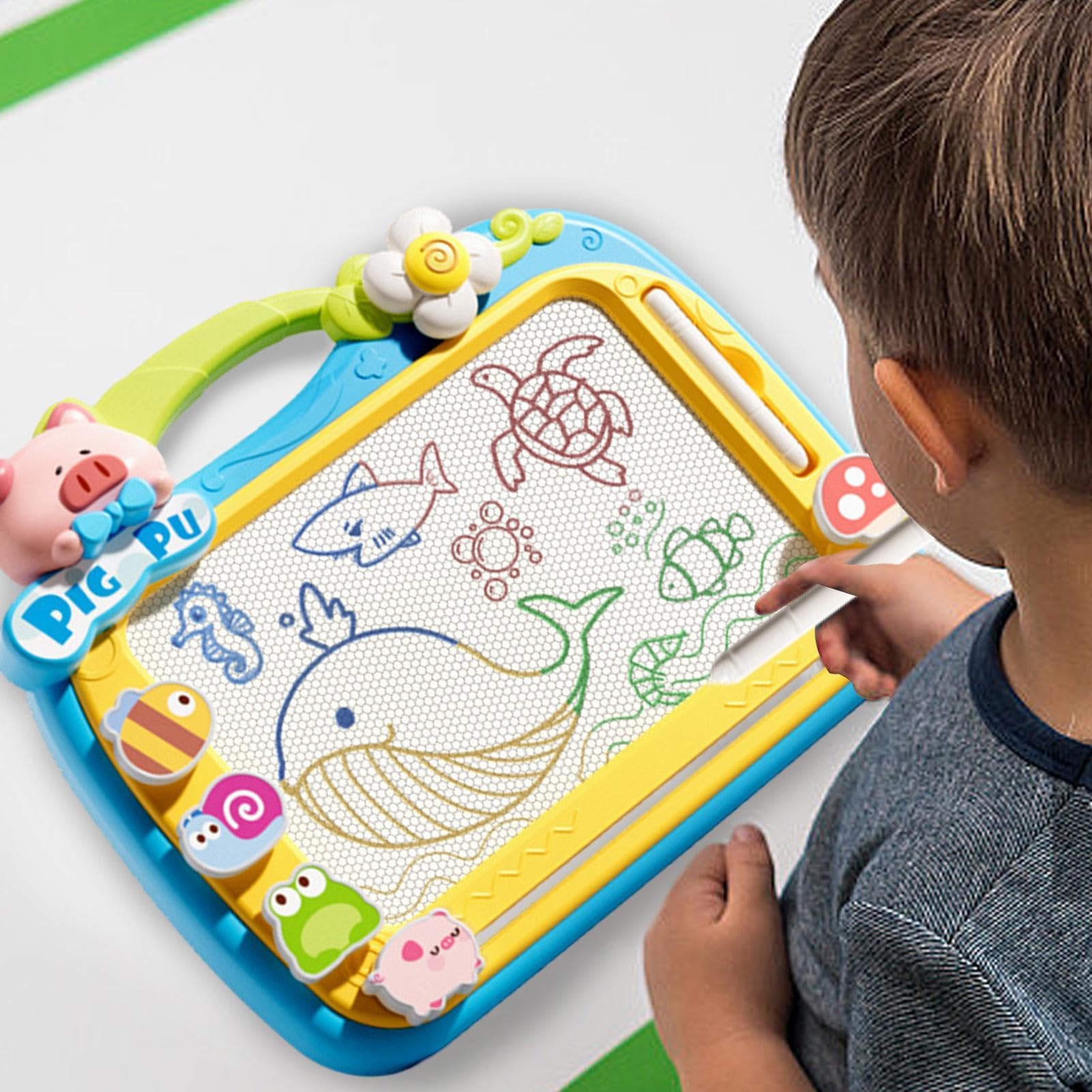 Lavagna da disegno magnetica per bambini, blocco da disegno con 2 penne | giocattolo educativo multifunzionale primaverile, tagliere da viaggio