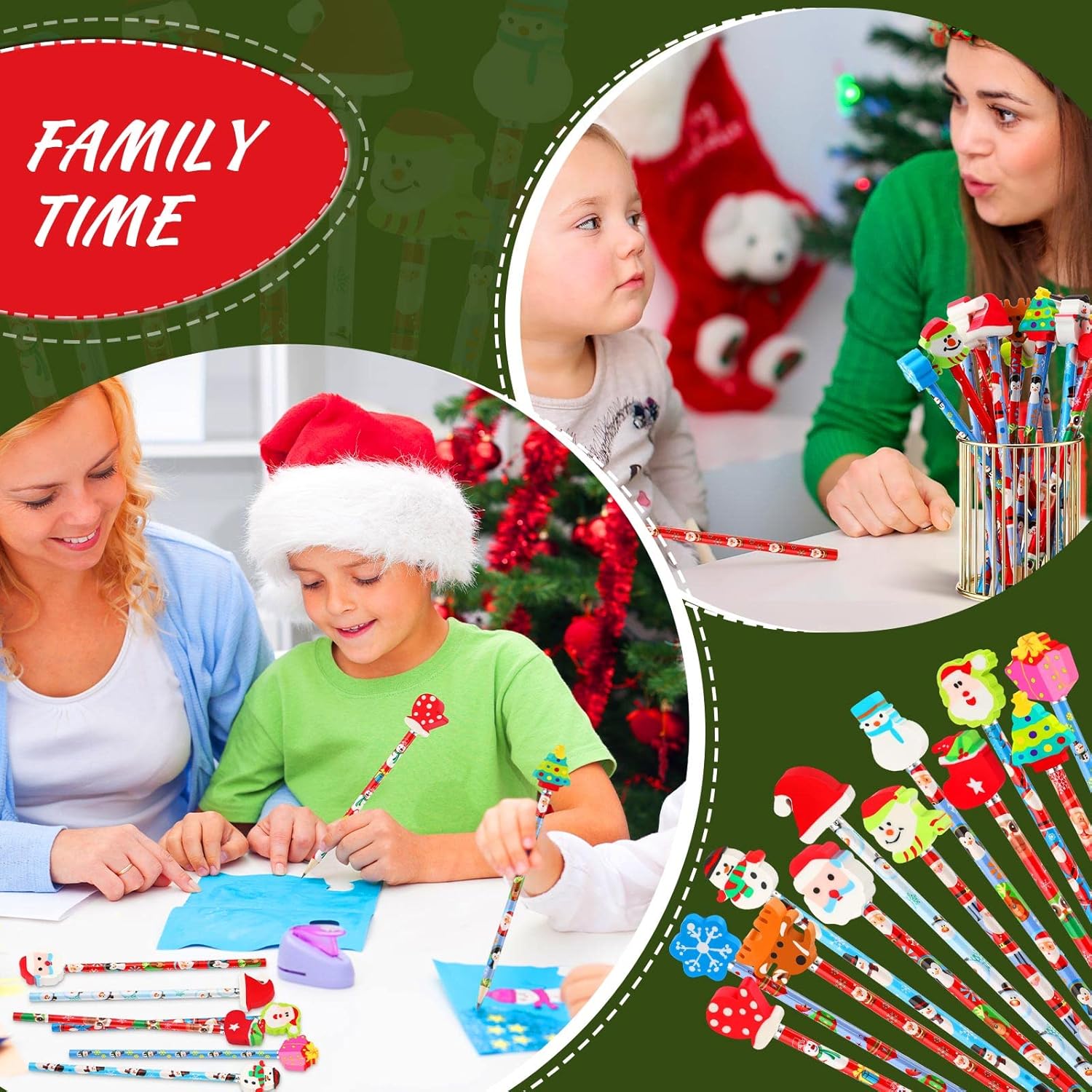 Hicarer 鉛筆 トッパー付き イースター ハロウィン クリスマス 詰め合わせ 文房具 鉛筆 子供 学生 オフィス 学校 教室用