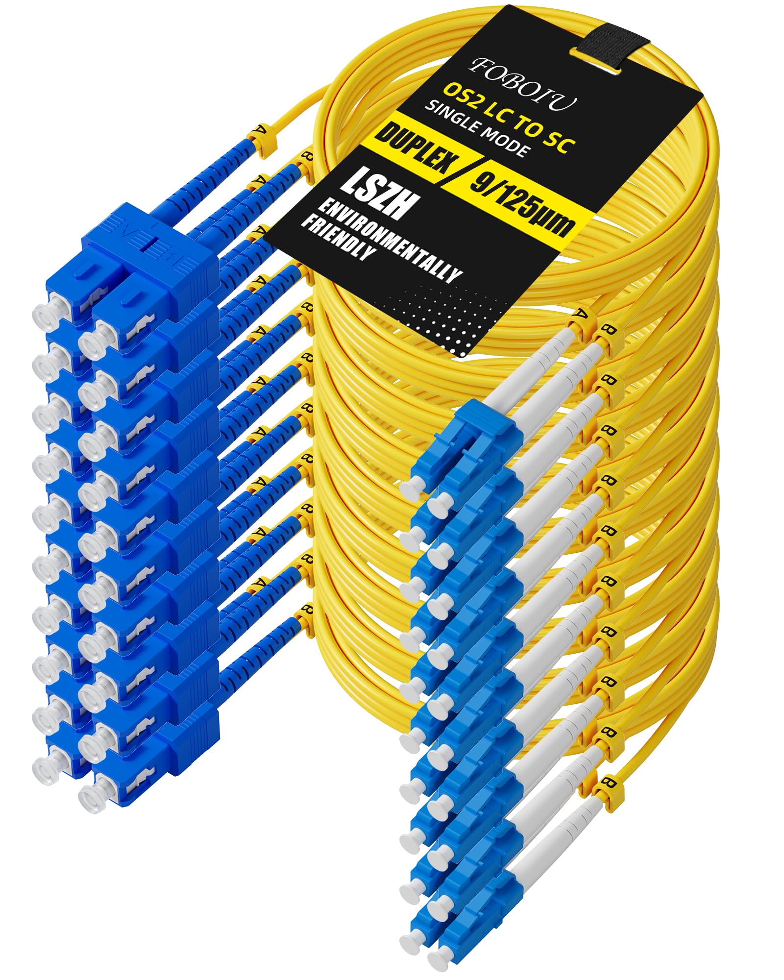 OS2 SC auf LC Glasfaser-Patchkabel, 2 m, Singlemode-Duplex, 10 Stück