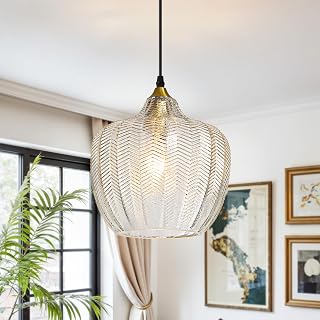 Modern Gold Pendant Light, Clear Glass Farmhouse Kitchen Island Pendant ...