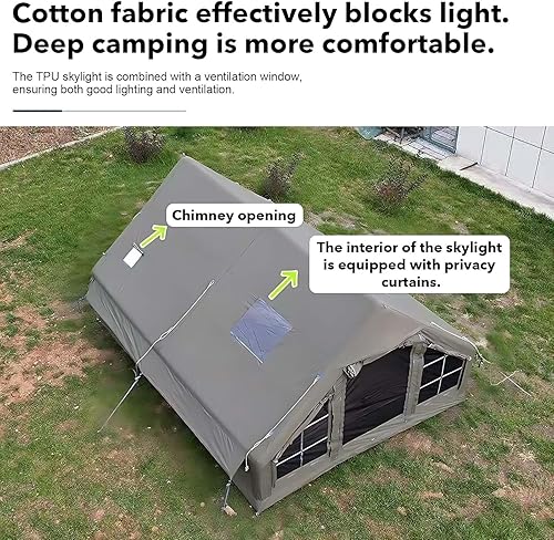 Miniatura 7 de Tiendas de campaña inflables para 8 a 10 personas, 129 pies cuadrados, tienda de campaña inflable grande con gato de estufa, tienda de campaña