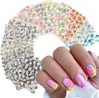 30 Sheets 3D Self-Adhesive Flower Nail Stickers - Black, White, Colorful Cherry Blossoms, Daisy Art for Gel Nails - Spring Design Supplies, DIY Charms Decoration for Women
