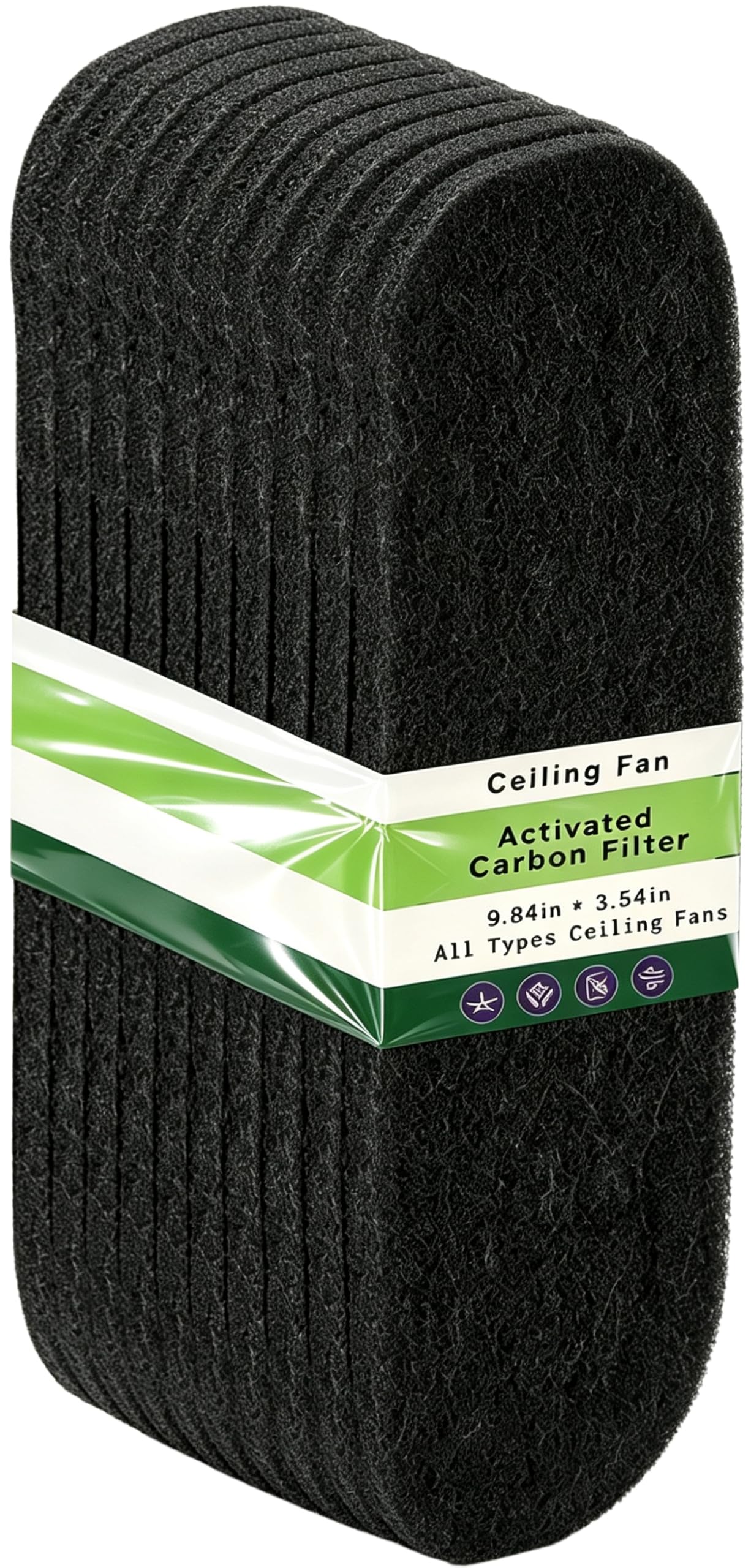 10-Pack Ceiling Fan Filters, Activated Carbon Ceiling Fan Blade air Filter pad