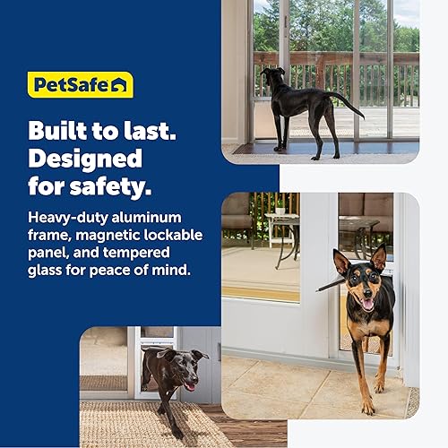 Miniatura 37 de PetSafe Libertad de aluminio Patio Panel de vidrio deslizante Puerta de cristal y gato, ajustable 76 13/16 pulgadas a 80 11/16 pulgadas - Puerta