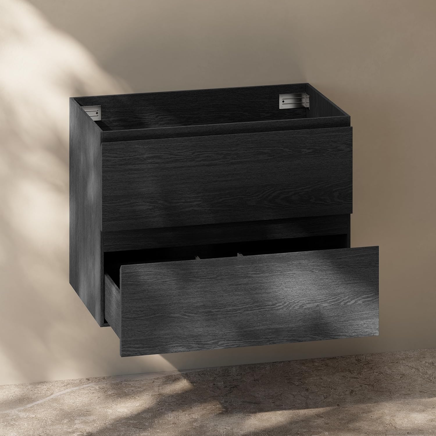 Swiss Madison Liberte 30" Wall-Mounted Bathroom Vanity Cabinet Without Top in Black Oak