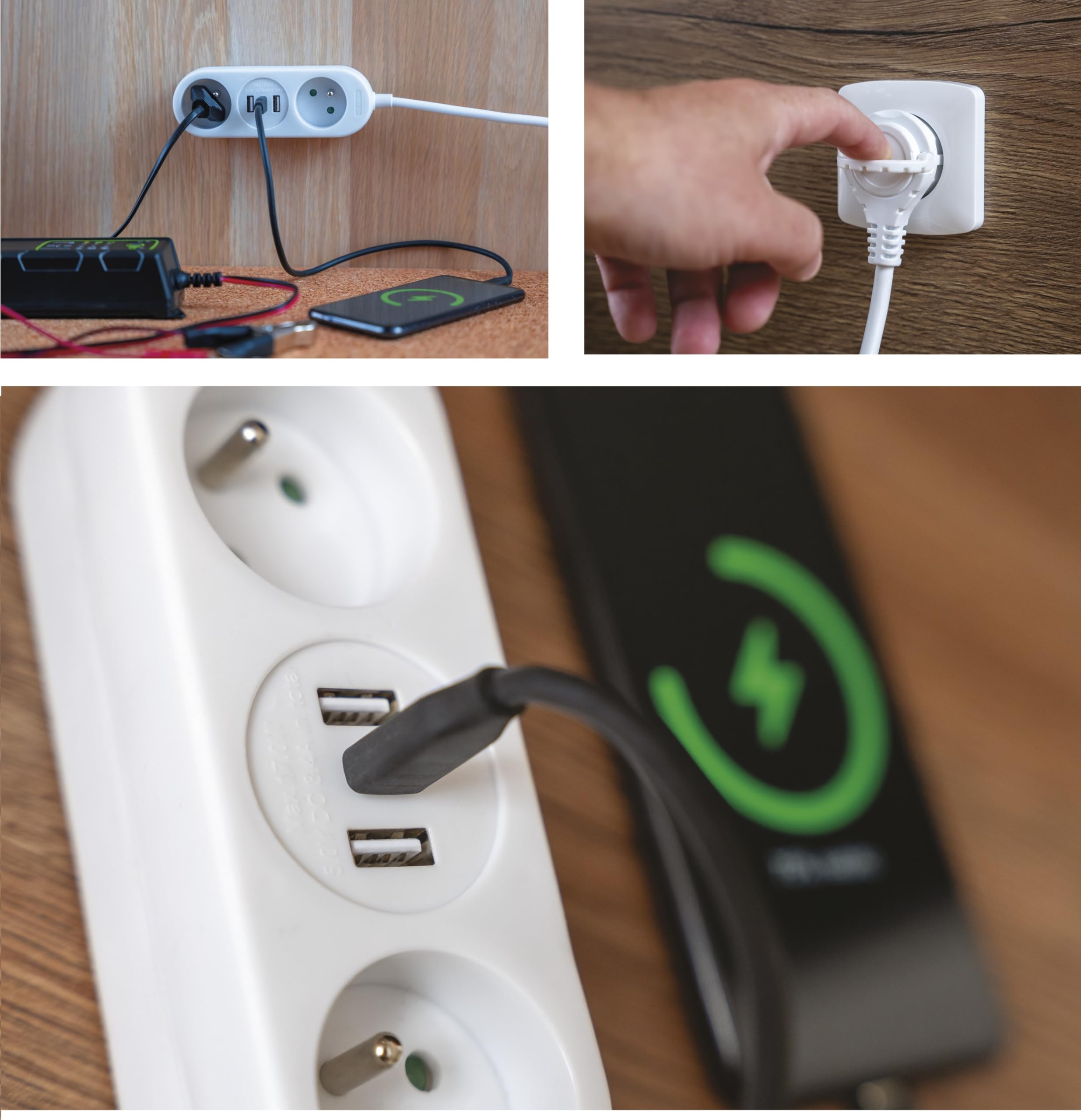 EMOS Listwa zasilająca z USB, 2-krotne gniazdko wielokrotne i 3 x port USB, przedłużacz 2 m, 2 x USB-A + 1 x złącze USB-C, maks. prąd ładowania 3,4 A, zwiększona ochrona przed dotykiem, IP20 do użytku