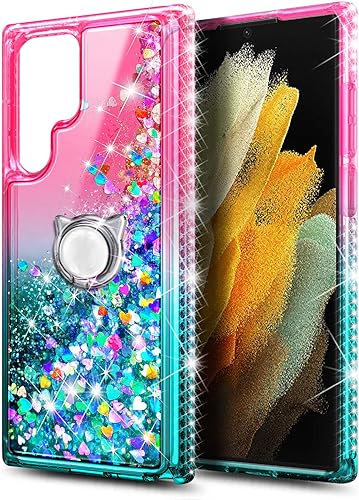Miniatura 3 de NGB Supremacy Funda compatible con Samsung Galaxy S22 Ultra con protector de pantalla (cobertura máxima, TPU flexible), soporte de anillocorrea de
