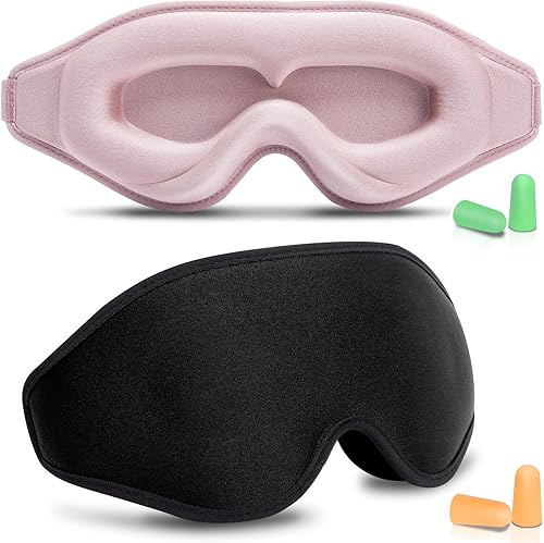 Miniatura 1 de BeeVines Máscaras de sueño para mujeres y hombres, máscara de ojos para dormir, paquete de 2, cubierta de ojos contorneada 3D, máscara de sueño