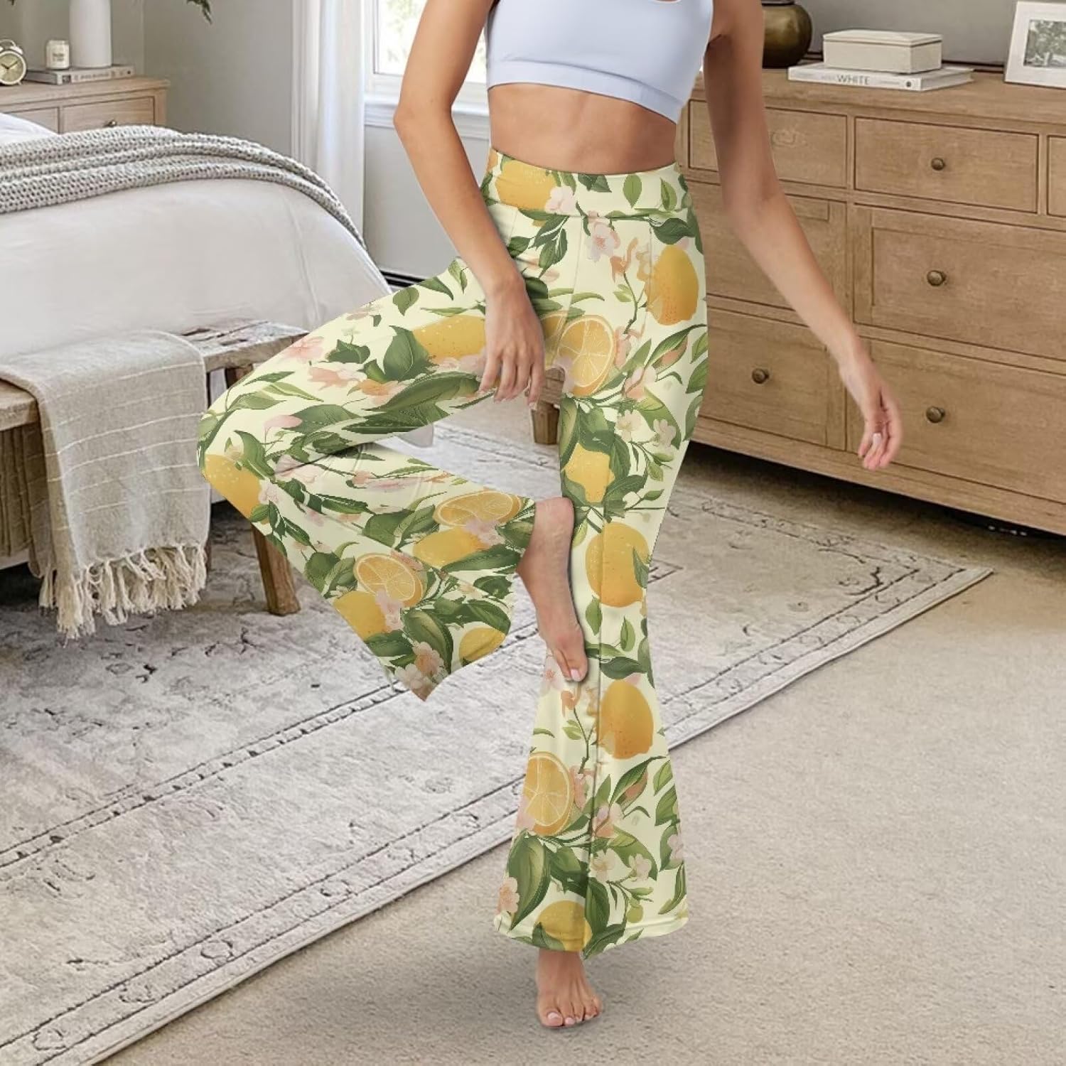 doginthehole Split Hem Flare Leggings for Women Wide Leg Yoga Pants Casual Palazzo Pants Size XS-XXL
