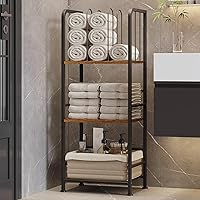 Jautokerdar 3-Tier Free Standing Towel Rack with M-Shaped Detachable Dividers - Durable Iron Wood Bathroom Pool Holder