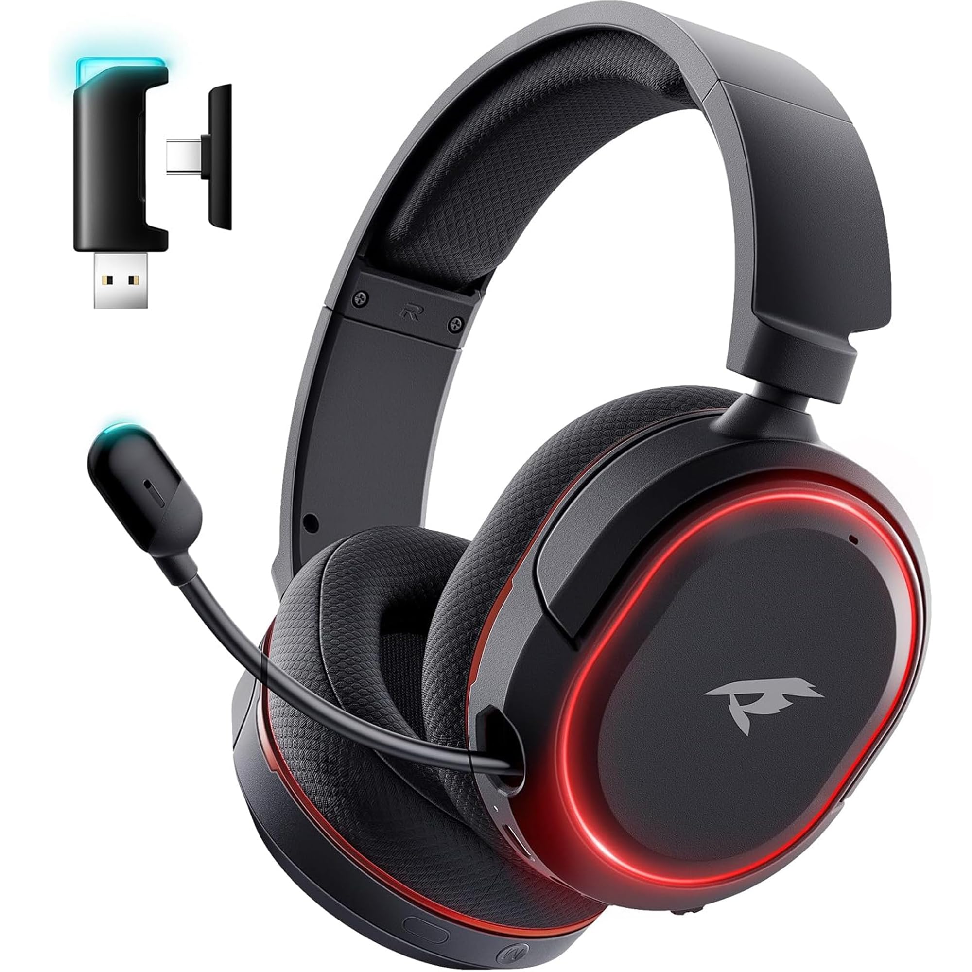 Photo 1 of Wireless Gaming Headset, 7.1 Surround Sound, 2.4Ghz USB Gaming Headphones Bluetooth 5.4, 100-Hr Noise Canceling Mic RGB Light, Wireless Headset for PC PS5 PS4 Mac Switch, ONLY Wired Mode Suit for Xbox
