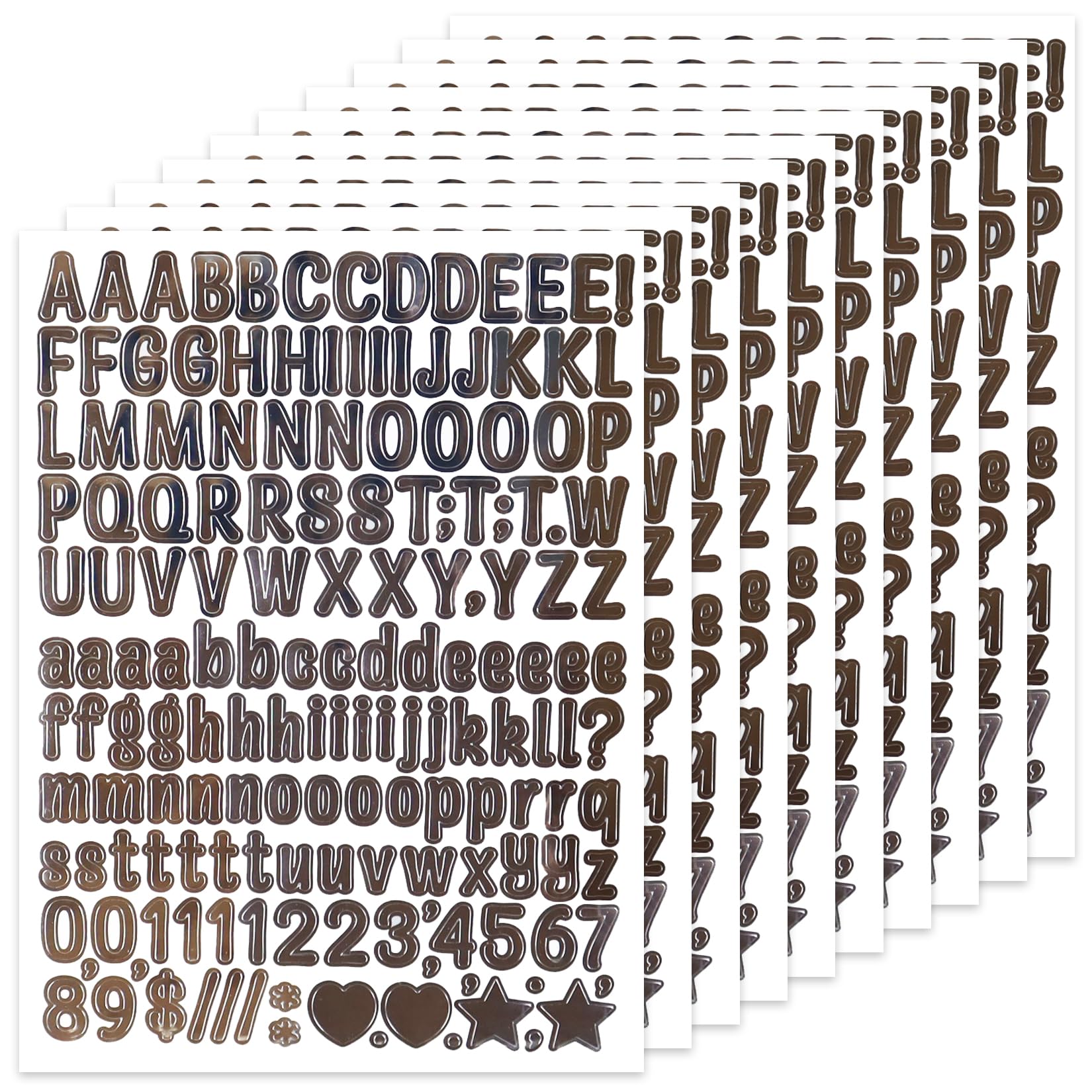 1560 Glitter Small Alphabet Number Stickers, 10 Sheets 0.5 Inch Self-Adhesive Vinyl Letter Sticker Decals for Scrapbook, Signs, Holiday Parties, Water Bottles, Crafts -Silver