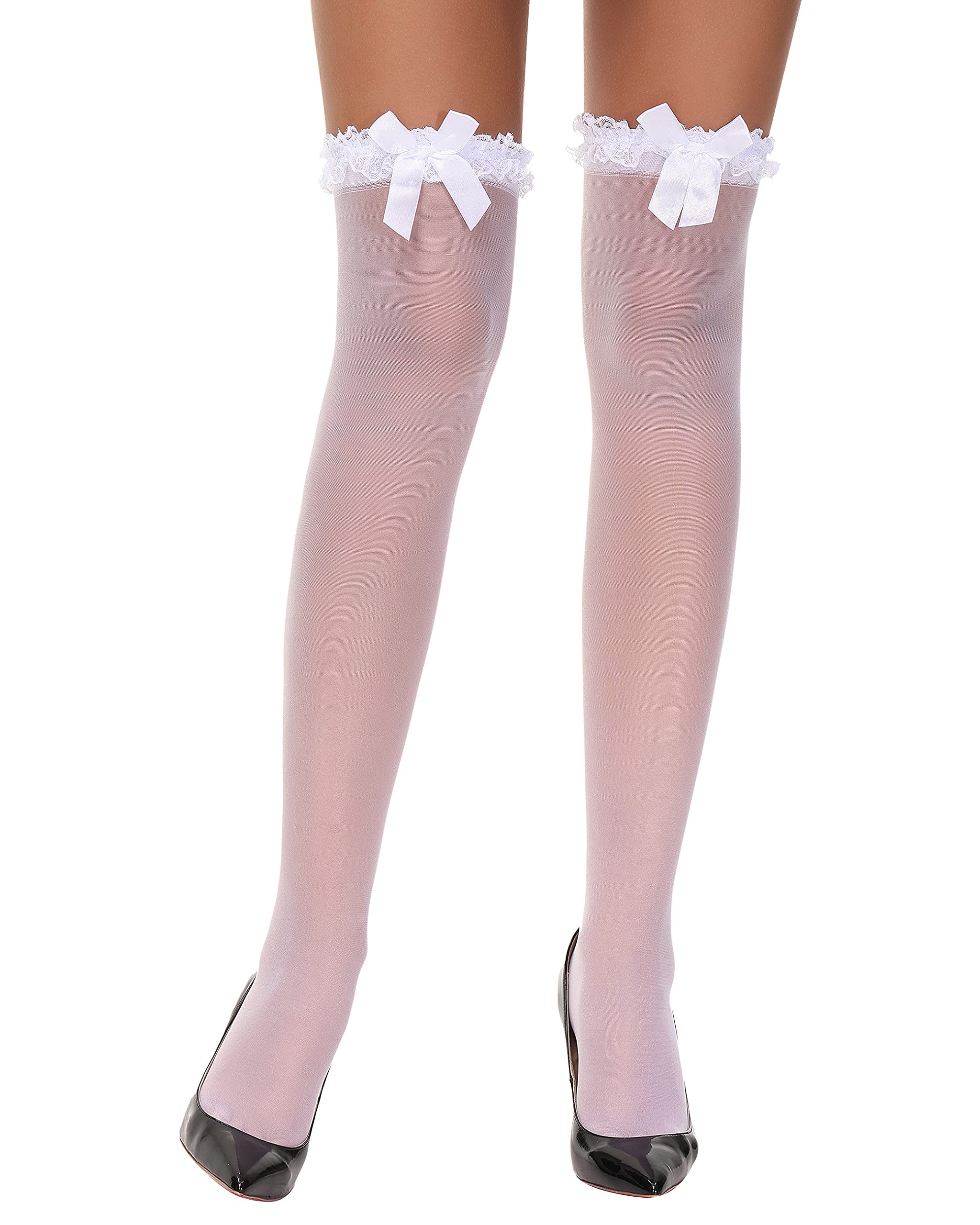 Lidogirl Thigh High Stocking Hosiery for Garter Belt Nylons White 008