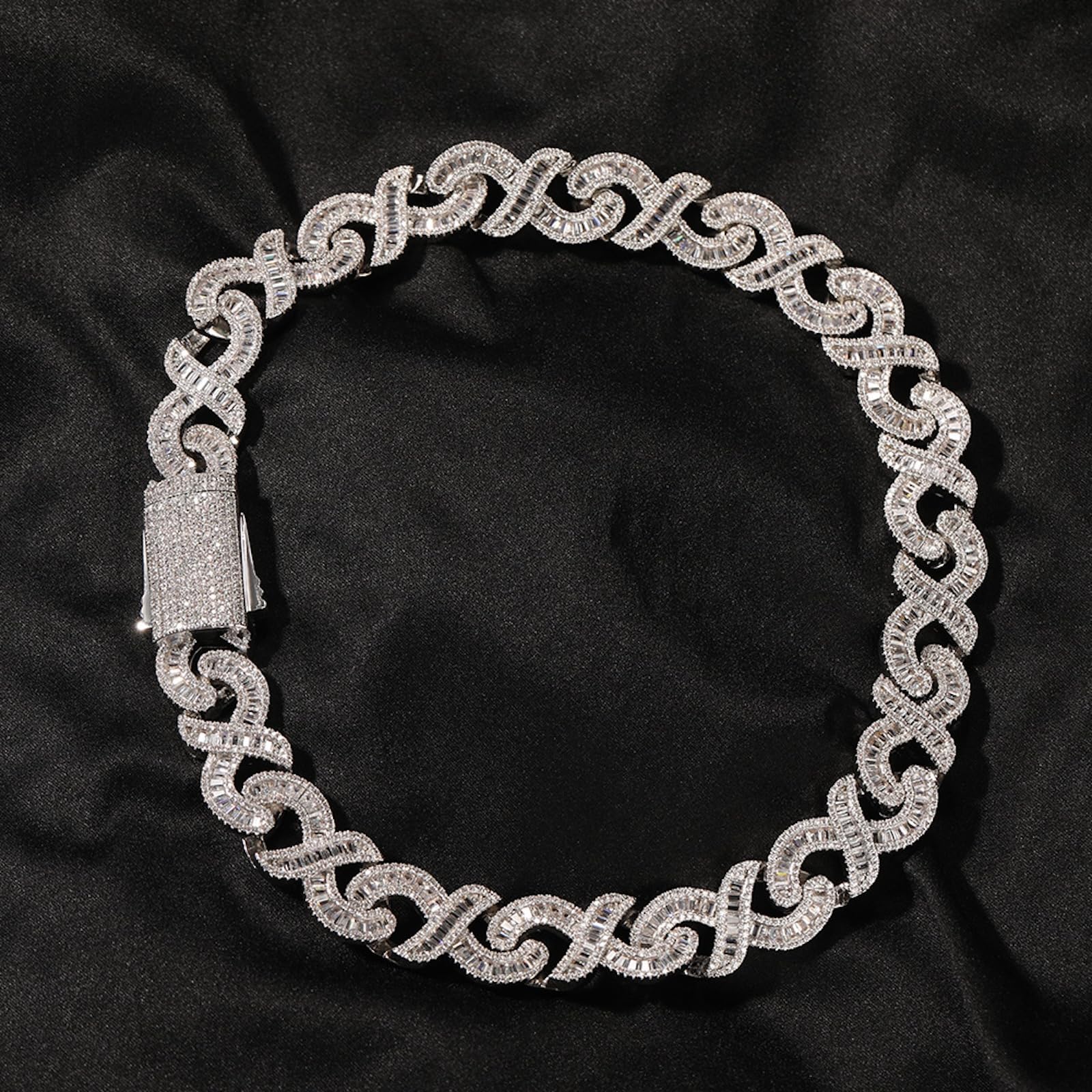 ICEDIAMOND 15MM Bagietka CZ Nieskończony Diament Chain Horn Kubański, całkowicie ranny Bling Cyrkonia Hip Hop Trend Sklep z zabawkami Cool Rapper dla mężczyzn Kobiety