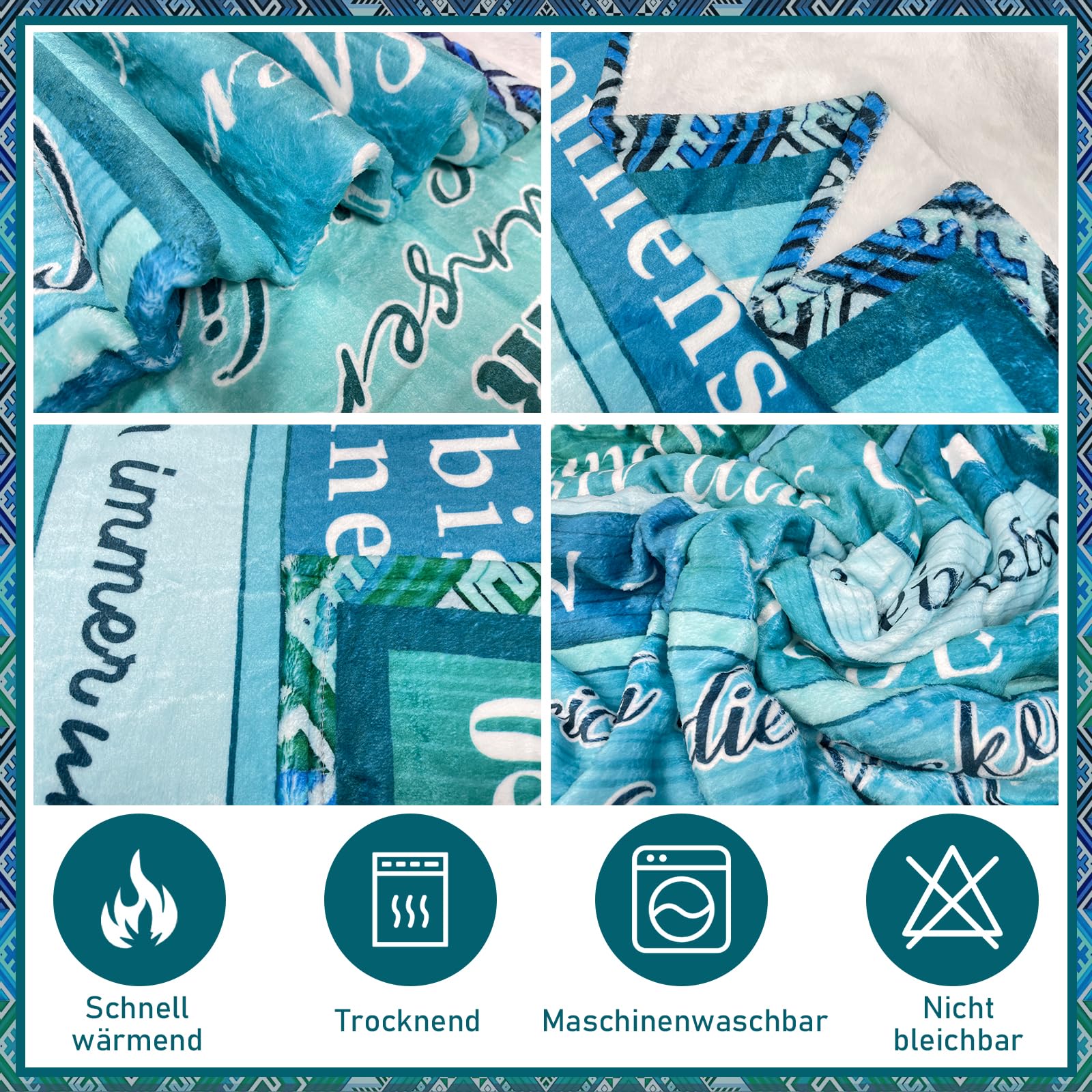 Flanell-Decke Als Geschenk Für Die Tochter – 150x130 Cm, Bedruckt Mit Lieben Worten Von Mama