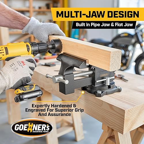 Miniatura 12 de Tornillo de banco o tornillo de mesa 2 en 1 actualizado de 4.5 pulgadas, tornillo de abrazadera para banco de trabajo construido con acero fundido