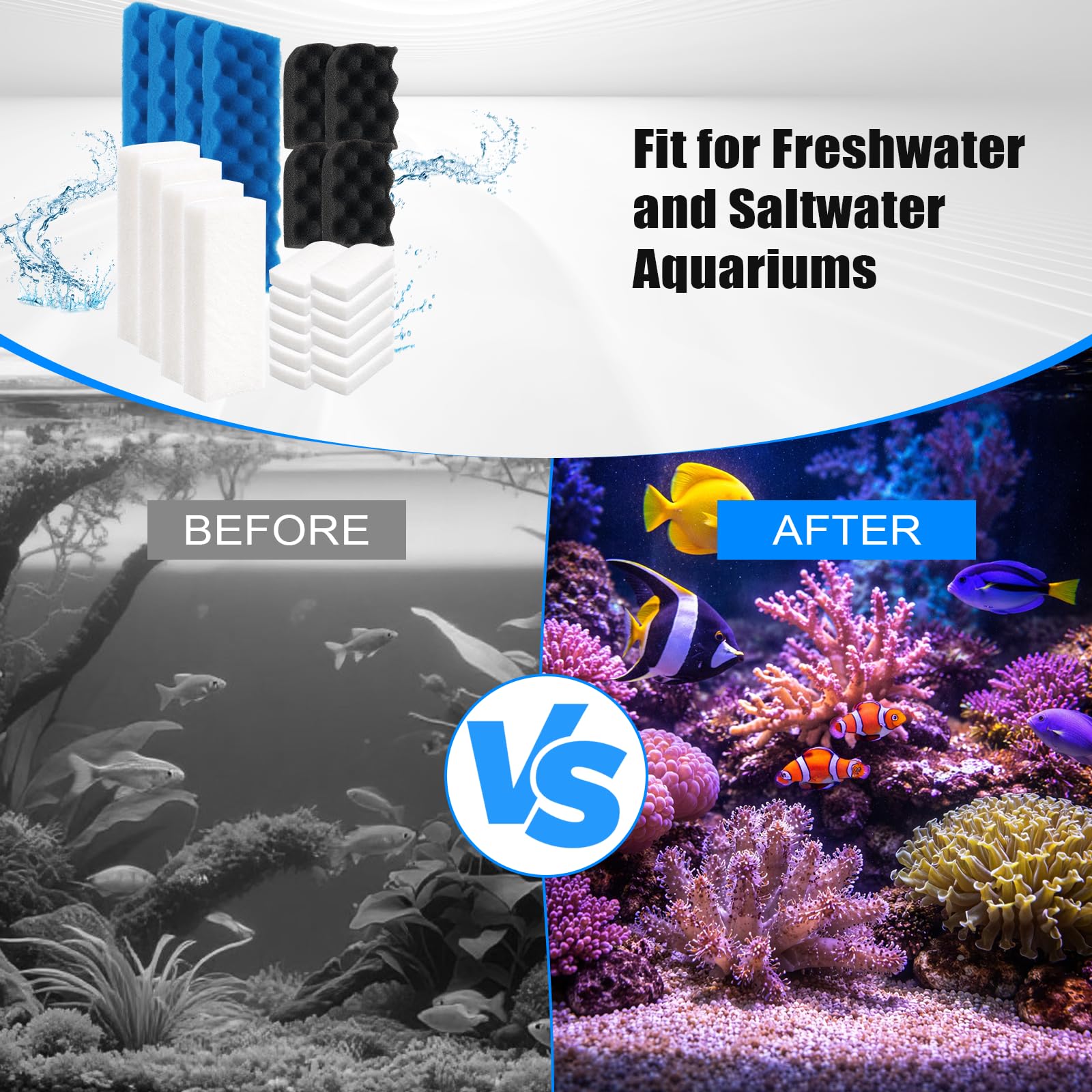 Hedday Média filtrant de rechange compatible avec Fluval 406/407 - 37 pièces de filtre d'aquarium avec mousse éponge biologique, tampons de polissage et médias adsorbants multifonctions pour eau douce