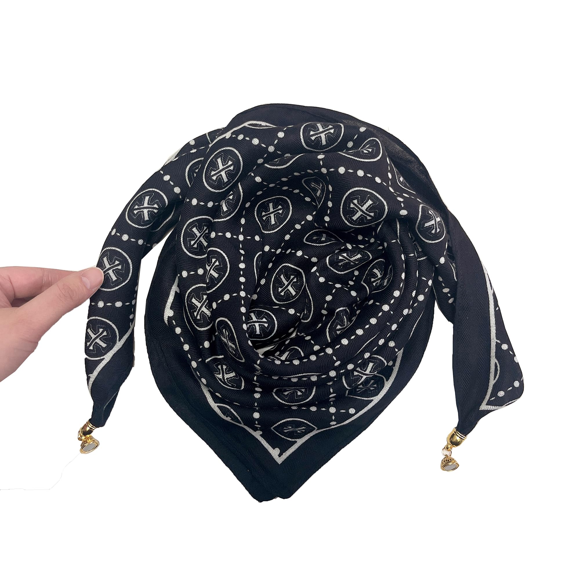 Zzxlw Damen Schal Magnet Hals Winter Mode Bequeme Halskette Muster Vintage Halstuch Wärmeschutz Komfort Büro Arbeitsschal 70 * 70cm