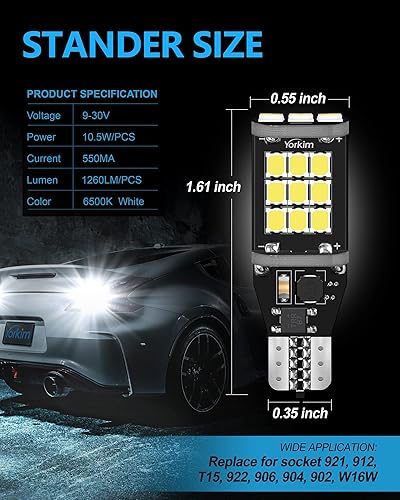 Miniatura 55 de Yorkim Bombilla LED ultra brillante 7440 roja T20 7441 7443 7444 W21W para luz de marcha atrás de respaldo, luz de ruptura, luz trasera, luz de Rojo