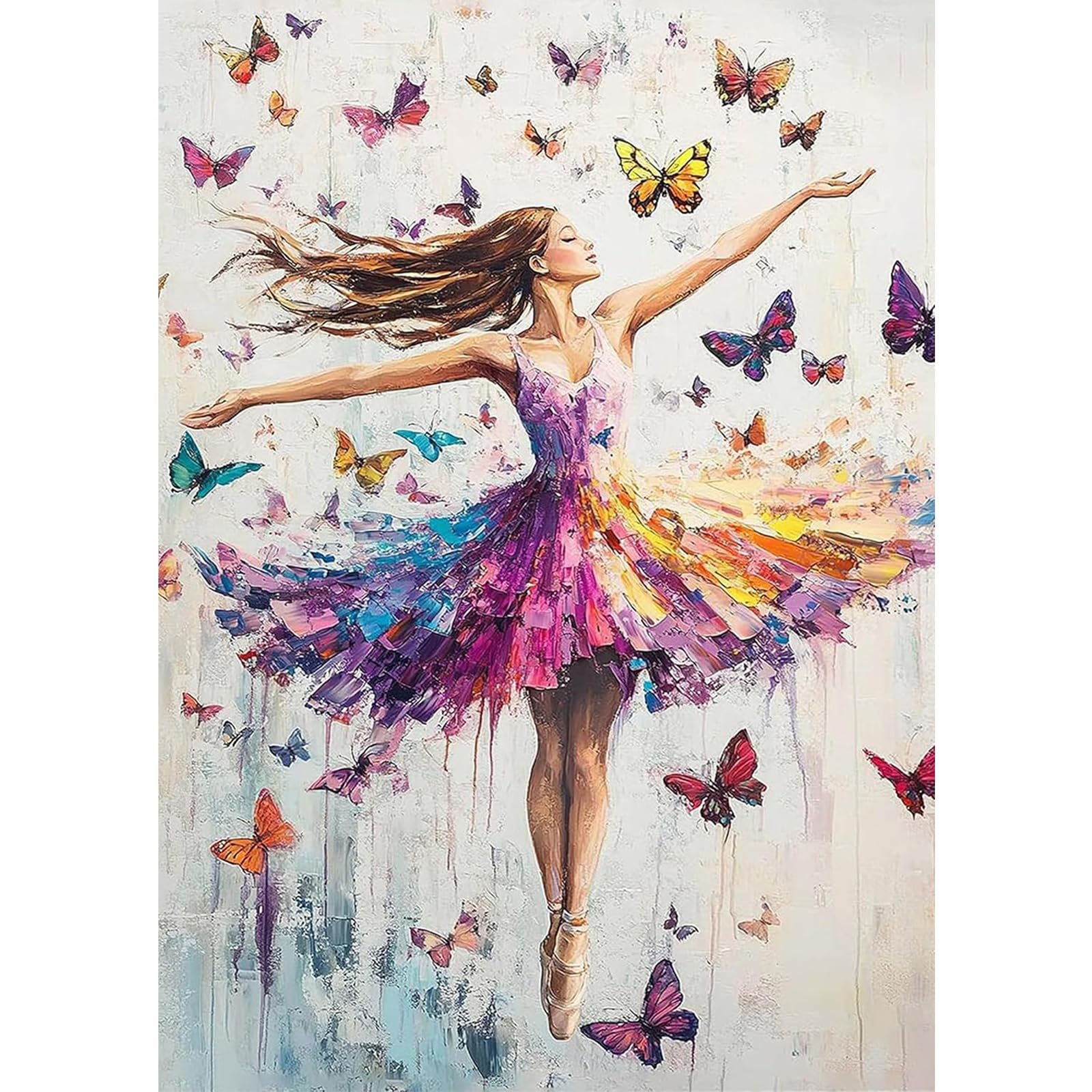 NAIMOER Ballerina with Colorful Butterflies Diamond Art Kits for Adults, DIY Full Drill 5D Diamond Painting Kits, Adults Diamond Art on Canvas for Relaxation Gifts Home Decor 30x40cm — image 1