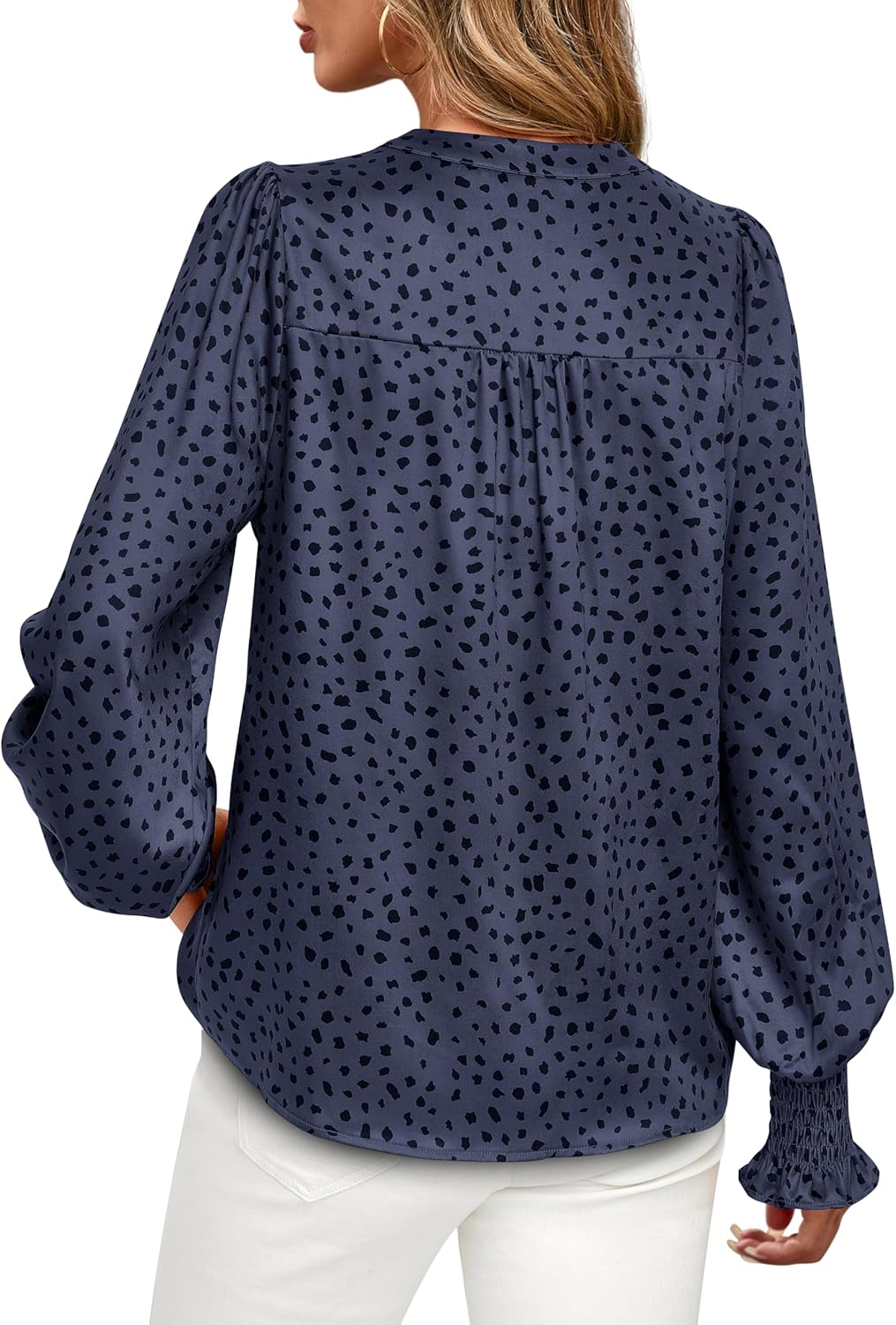 MASCOMODA Womens Boho Floral Long Sleeve Tops Fall Fashion 2025 V Neck Loose Chiffon Work Blouses Dressy Casual Ruffle Shirts - Image 5