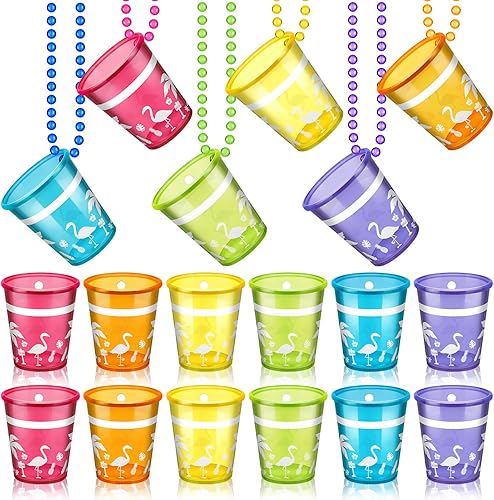 24 piezas de collar de cuentas de cristal de chupito para festivales de verano, desfile hawaiano, suministros de fiesta temática Luau
