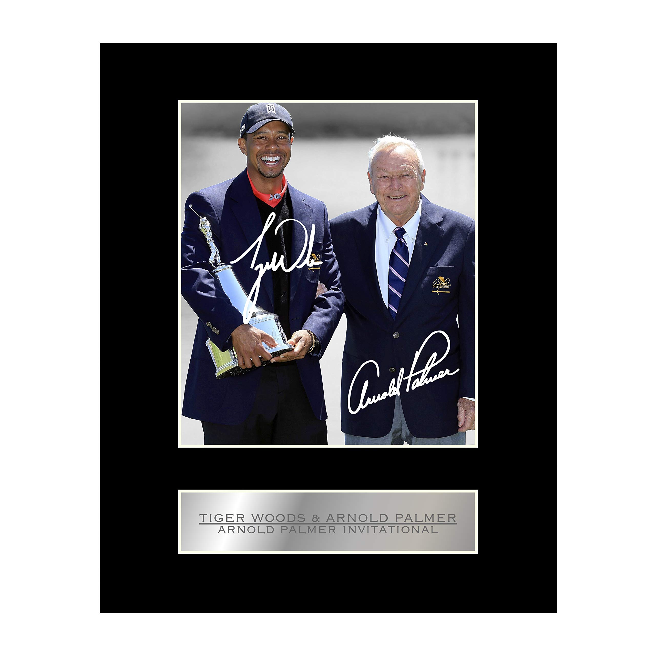 Iconic pics Tiger Woods and Arnold Palmer Signed Mounted Photo Display