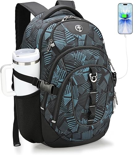 Miniatura 12 de swissdigital Mochila para portátil de viaje de negocios, para hombre y mujer, con puerto de carga USB inteligente, compatible con portátiles de 15.6