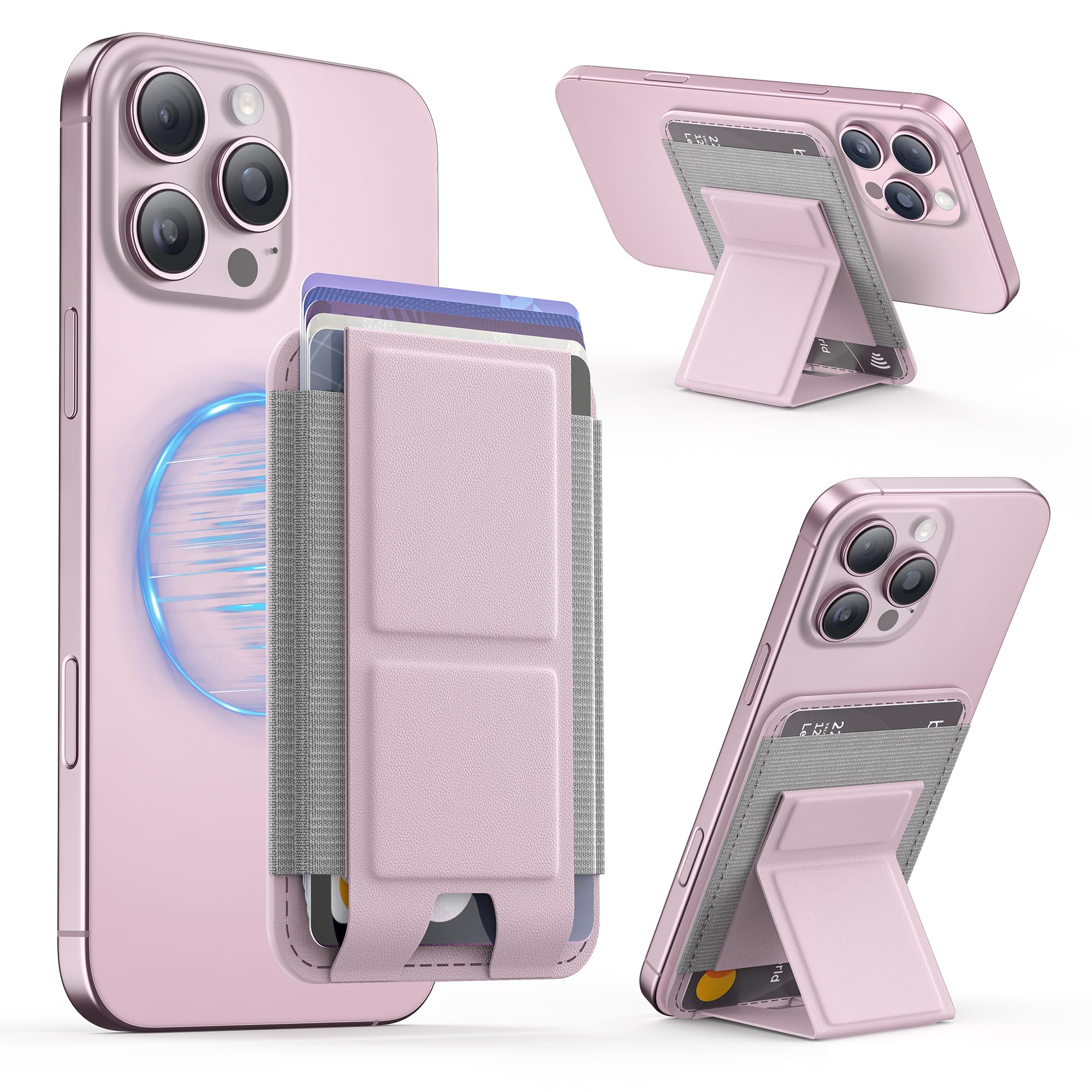 GONEZ for MagSafe Wallet with Stand, Stronger Magnetic Card Holder for iPhone 17/16/15/14/13/12 Series, Premium Leather Phone Wallet with RFID