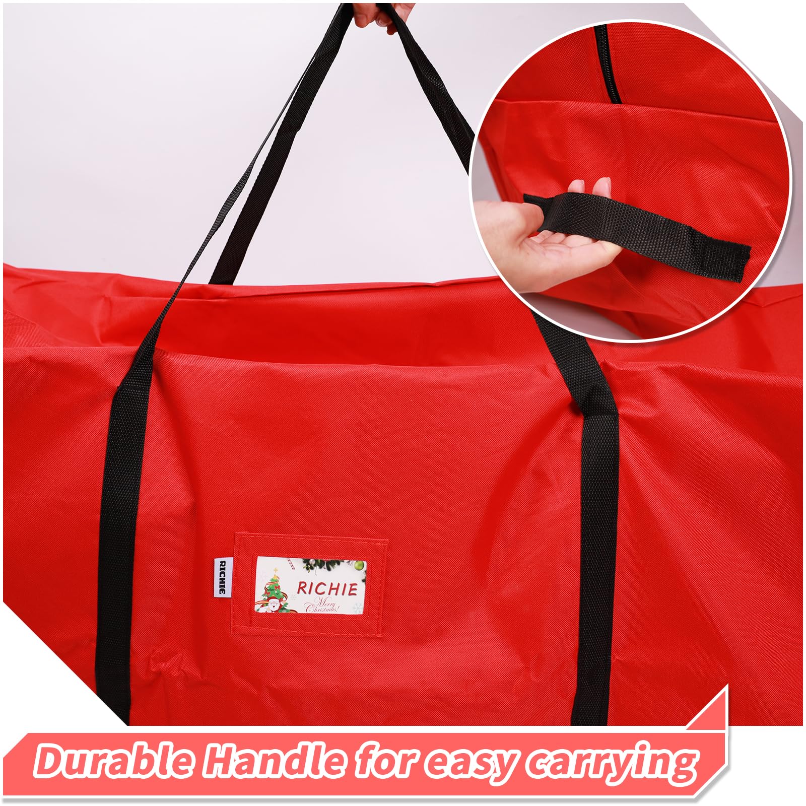 RICHIE Lot de 3 sacs de rangement pour sapin de Noël de 2,7 m, convient aux arbres artificiels jusqu'à 2,7 m, sac Oxford 600D indéchirable, poignées renforcées, fermeture éclair et durable, sacs de