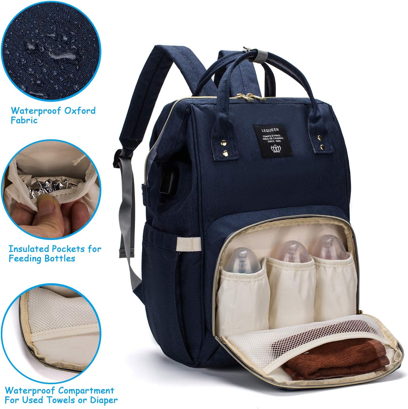 Baby Changing Backpack for Nappy, Mum Diaper Rucksack with Hooks | Mum Travel Maternity Bag for Stroller, Waterproof Large Capacity Newborn Carry Bag